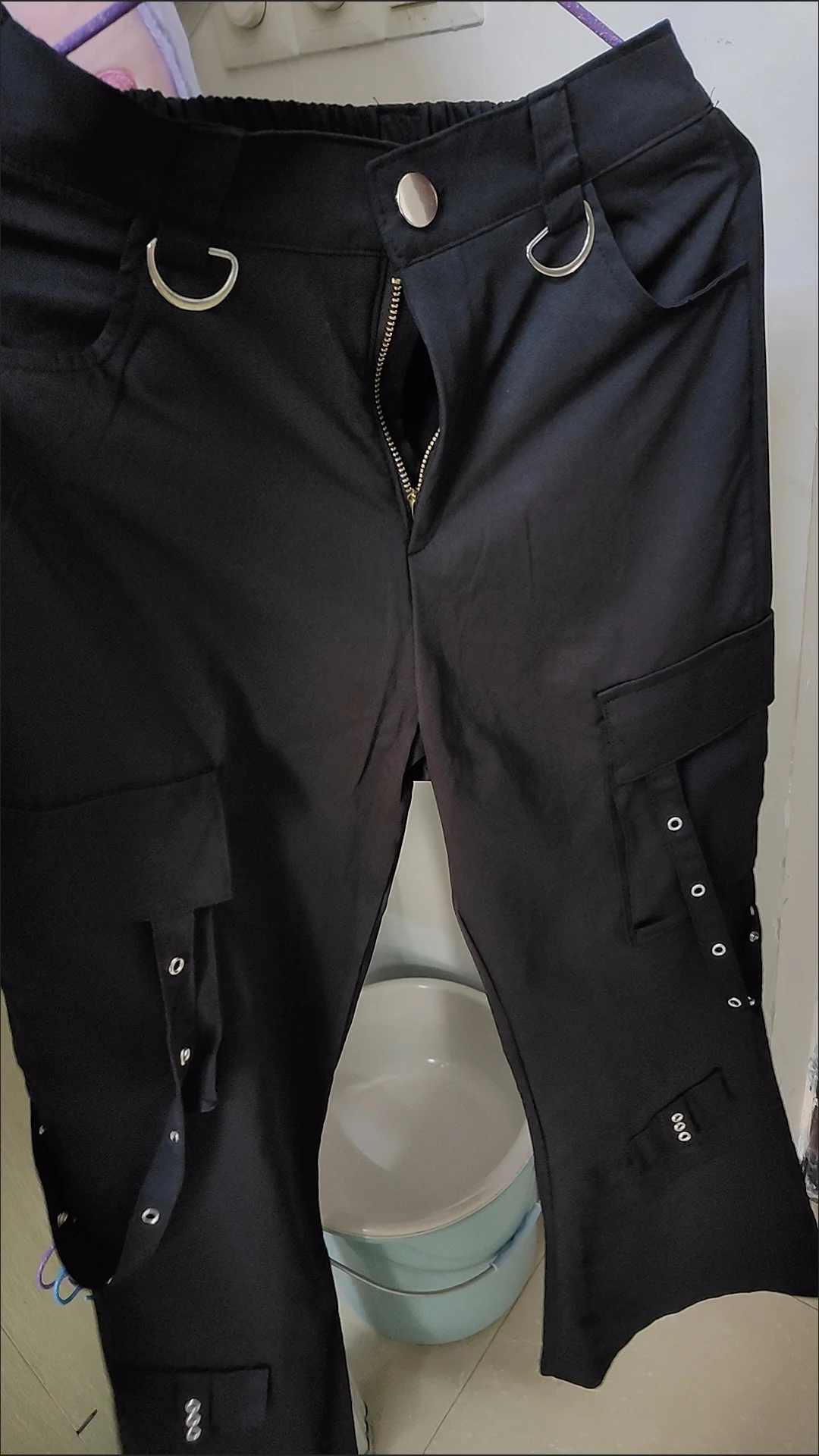 Black Gothic Cargo Flare Pants Women Vintage Harajuku Y2k 90s Retro High Waist Wide Leg Trousers Streetwear 2000s Pantalones 6 Black Gothic Cargo Flare Pants Women Vintage Harajuku Y2k 90s Retro High Waist Wide Leg Trousers Streetwear 2000s Pantalones 6