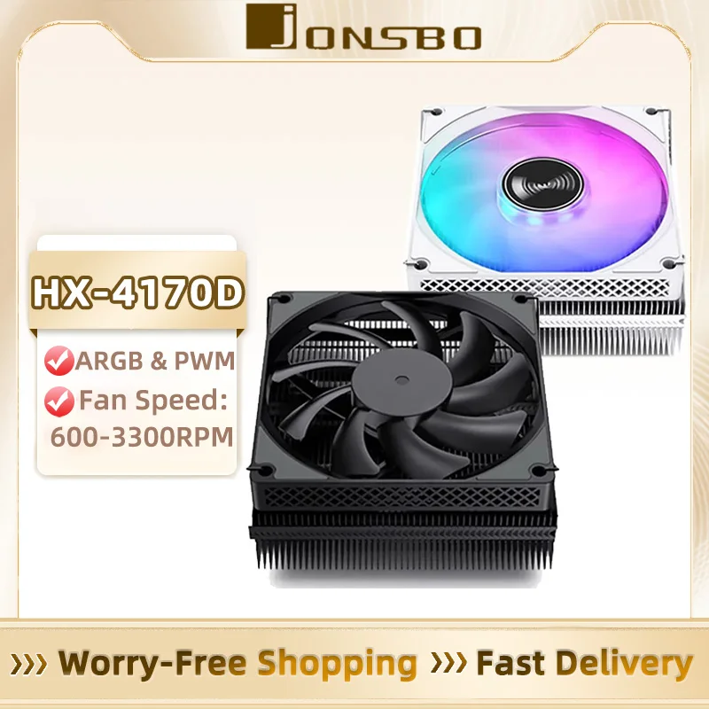 

JONSBO HX4170D Air Cooler Down Pressure 95mm 4pin PWM 600-3300RPM ITX CPU Radiator Fan for Intel LGA1200 1150 1700 AMD AM4