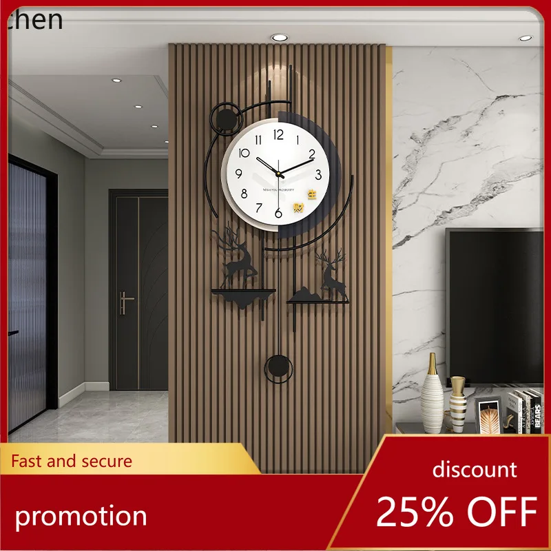 

ZML simple modern living room wall clock, stylish and high-end dining table new Chinese style decorative wall clock