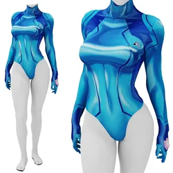 METROID Samus Cosplay ZERO Woman Swimsuit Superhero Printed Spandex Bodysuit Bathing Suits Zentai Bikini Halloween Costume Adult