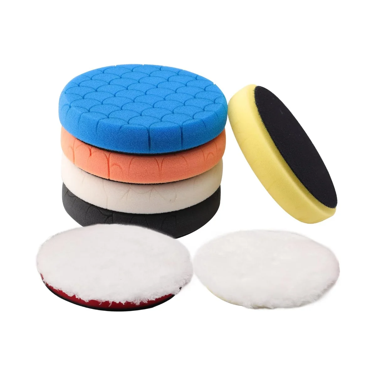

Buffing Polishing Pads, 7Pc 6.5 Inch Face for 6Inch 150mm Backing Plate Buffing Sponge Pads Cutting Polishing Pad Kit