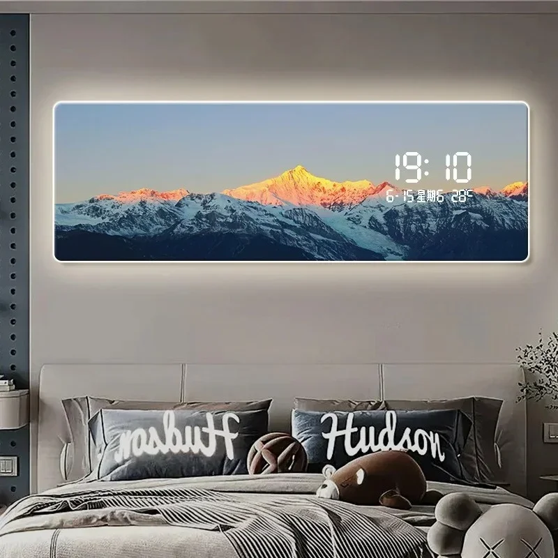 *Aesthetic Light Design Wall Clock Office Living Room Art Digital Wall Clock Square Bedroom Modern Relojes De Pared Home Decor