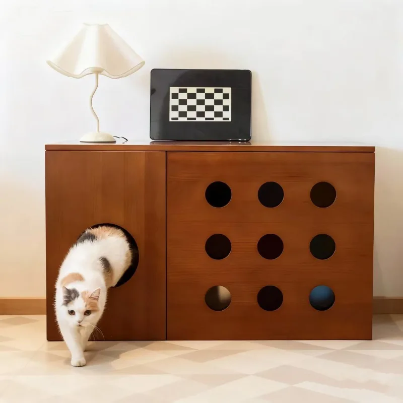 Pet cabinet cat litter box nest dog cage climbing frame, floor cat toilet cabinet house cat litter cabinet