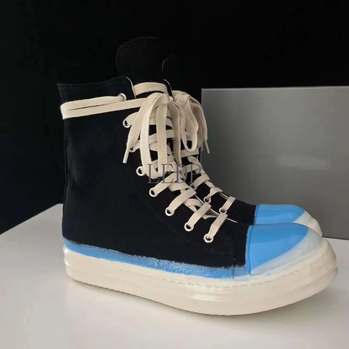 

Men's High Top Shoes Casual Canvas Sneakers Lace-Up Zip Luxury Boots Classic Black Designer Autumn Shoe for Women