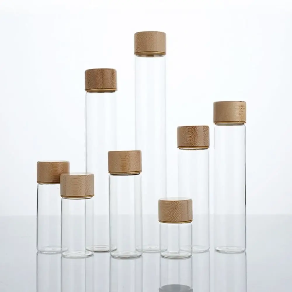 Dispensing Bottles Glass Sealed Spice Jars Transparent Storage Tank Storage Tool Glass Storage Bottle with Wood Lids