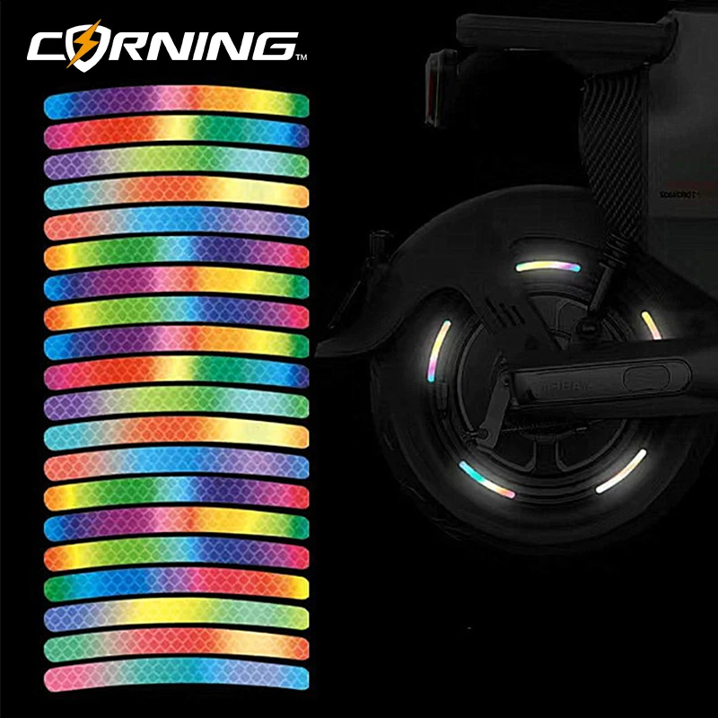 Colorful Wheel Hub Reflective Sticker Anti Scratch Auto Body Decorative Rim Tape Strips Adhesive Tape Auto Decoration 20/40pcs