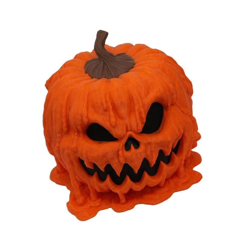 

Melting Halloween Pumpkin Statue Candy Dish Melting Skull Serving Bowl Snacks Holder for Scary Seasonal Table Decors