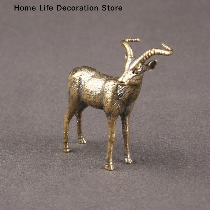 【H】Vintage Brass Leader Sheep Statue Desktop Ornament Metal Cute Figurines Miniatures Home And Office Decoration Car Ornaments