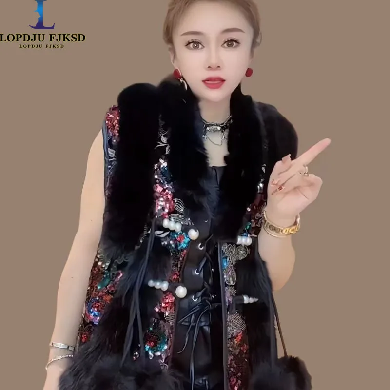 

Faux Fur Waistcoat for Womens, Chic Splice Fox Coat Ladies Sleeveless Fur Vest Jacket, Faux Fur Collar Outwear Vests, New