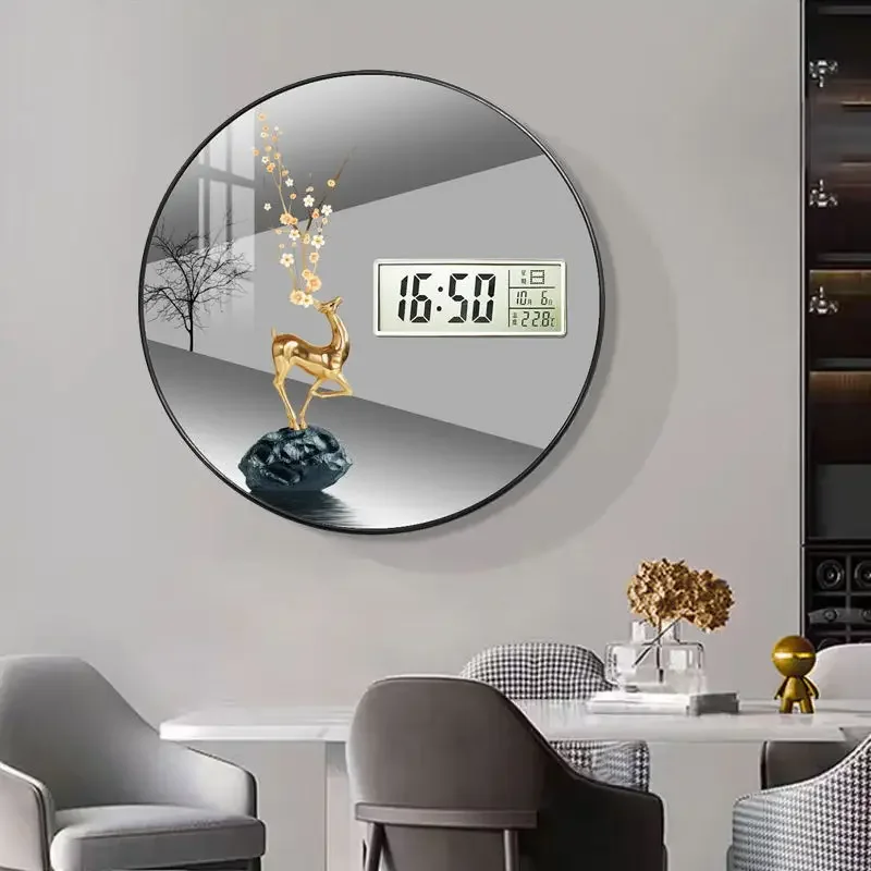 Modern wall clock for living room, home use, creative, silent, drill-free wall-mounted decorative painting electronic clock
