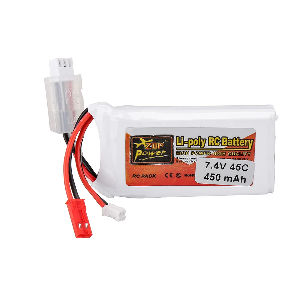 ZOP Power 7.4V 450mAh 45C LiPo Battery JST Plug for Betafpv Pavo 80.8mm Wheelbase F4 1S Whoop 80.8mm Wheelbase F4