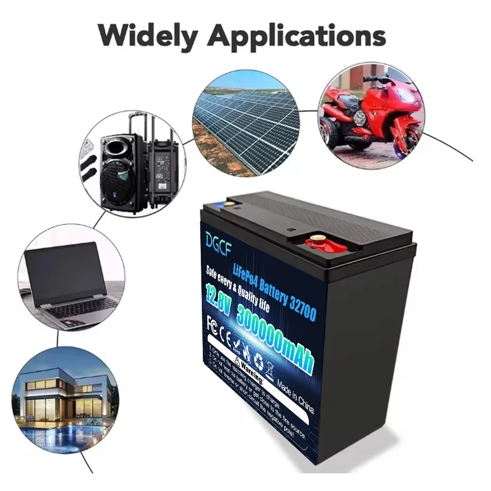 

New DGCF 12.8V 300AH Lithium Iron Phosphate Battery With BMS Pack Battery 8000 Cycle Travel Vehicle Solar Wind Turbine Camping
