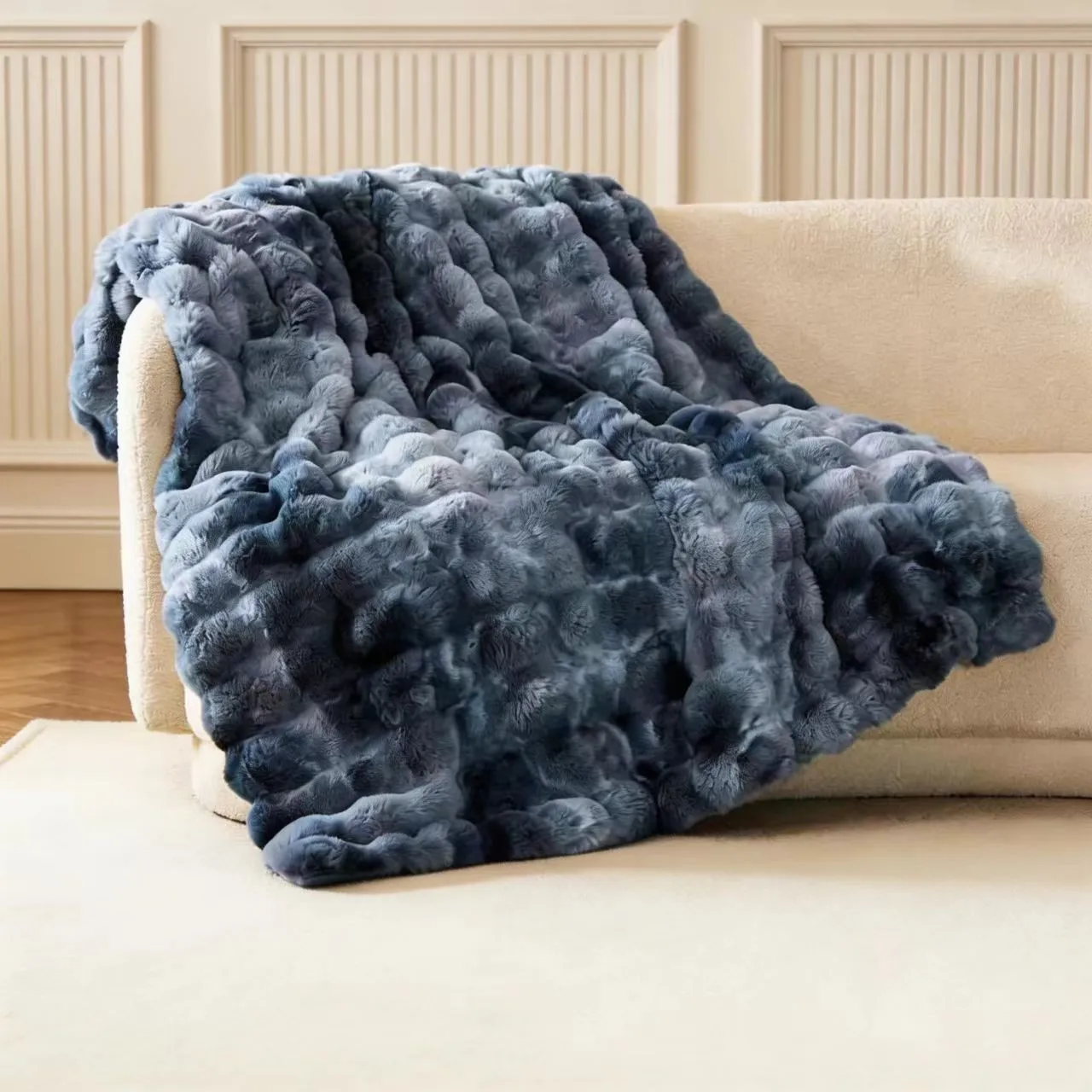 Thick Faux Rabbit Fur Sofa Blanket Soft Cozy Fluffy Plush Throw for Extra Comfort And Warmth