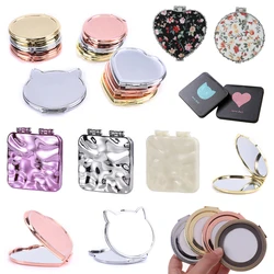 Foldable Plating Makeup Mirror Portable Round Folded Compact Mirrors  Double-sided Pocket Cosmetic Mirror Making Up Personalized
