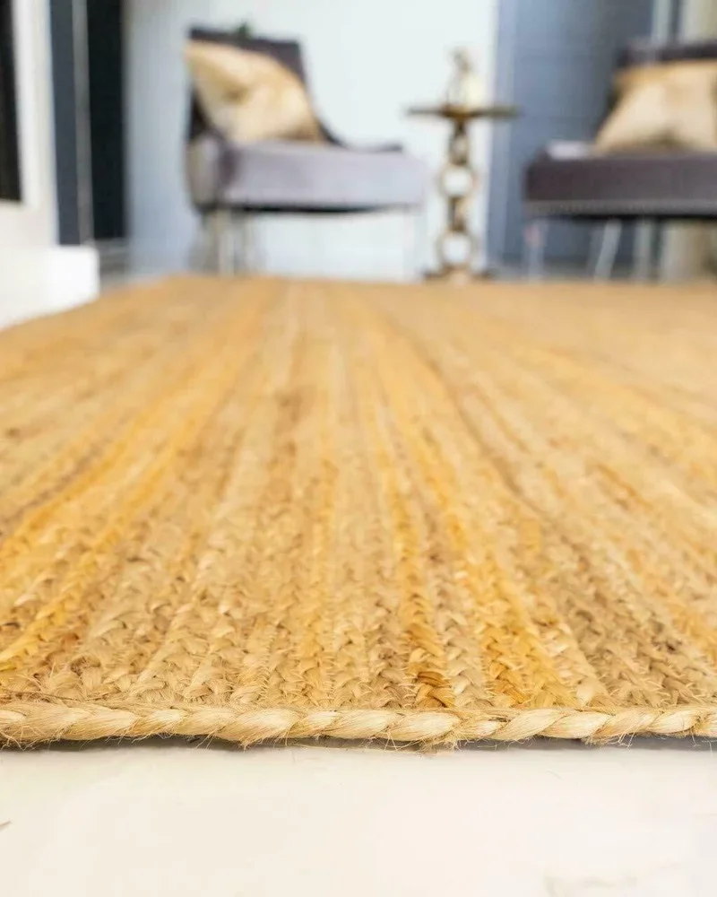 Tapis de sol en Jute tressé à la main, accessoire de salle de bain, naturel, réversible, pour salon, maison