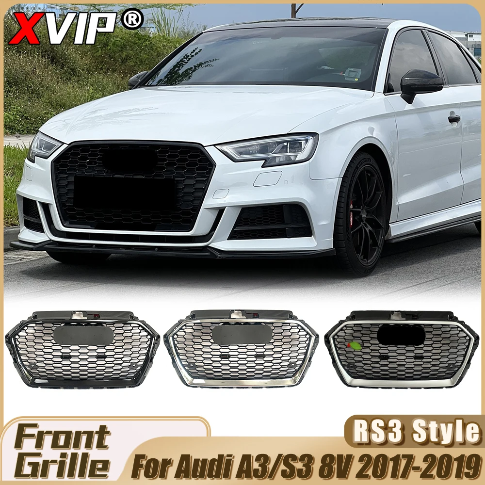 

XVIP Glossy Black RS3 Style Bumper Grilles For Audi A3 S3 8V Facelift 2017-2019 Chrome Black RS3 Style Racing Grille Accessories