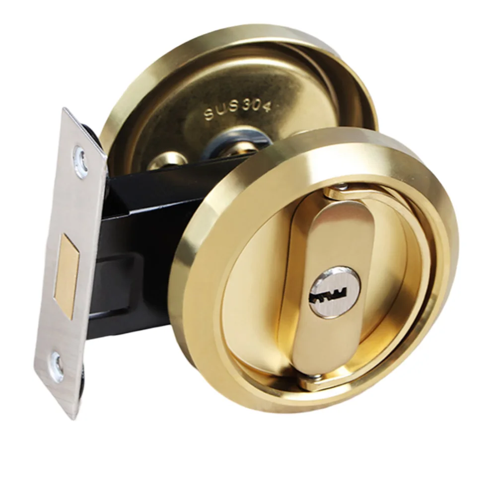 

Invisible Door Lock Pull Ring Lock 304 Stainless Steel Sliding Door Lock Double-sided Rotary Switch Bedroom Room Concealed Lock