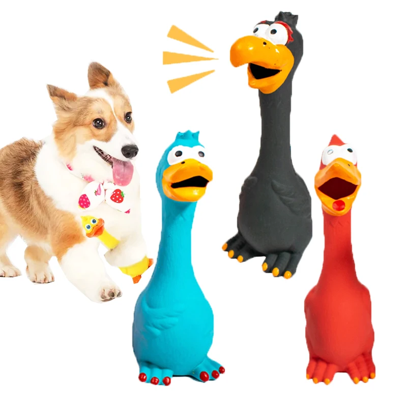 

Pets Dog Chew Toys Latex Duck Animal Squeeze Squeaky Sound Bite Resistant Training Interactive Toy For Medium Big Small Dogs Pet