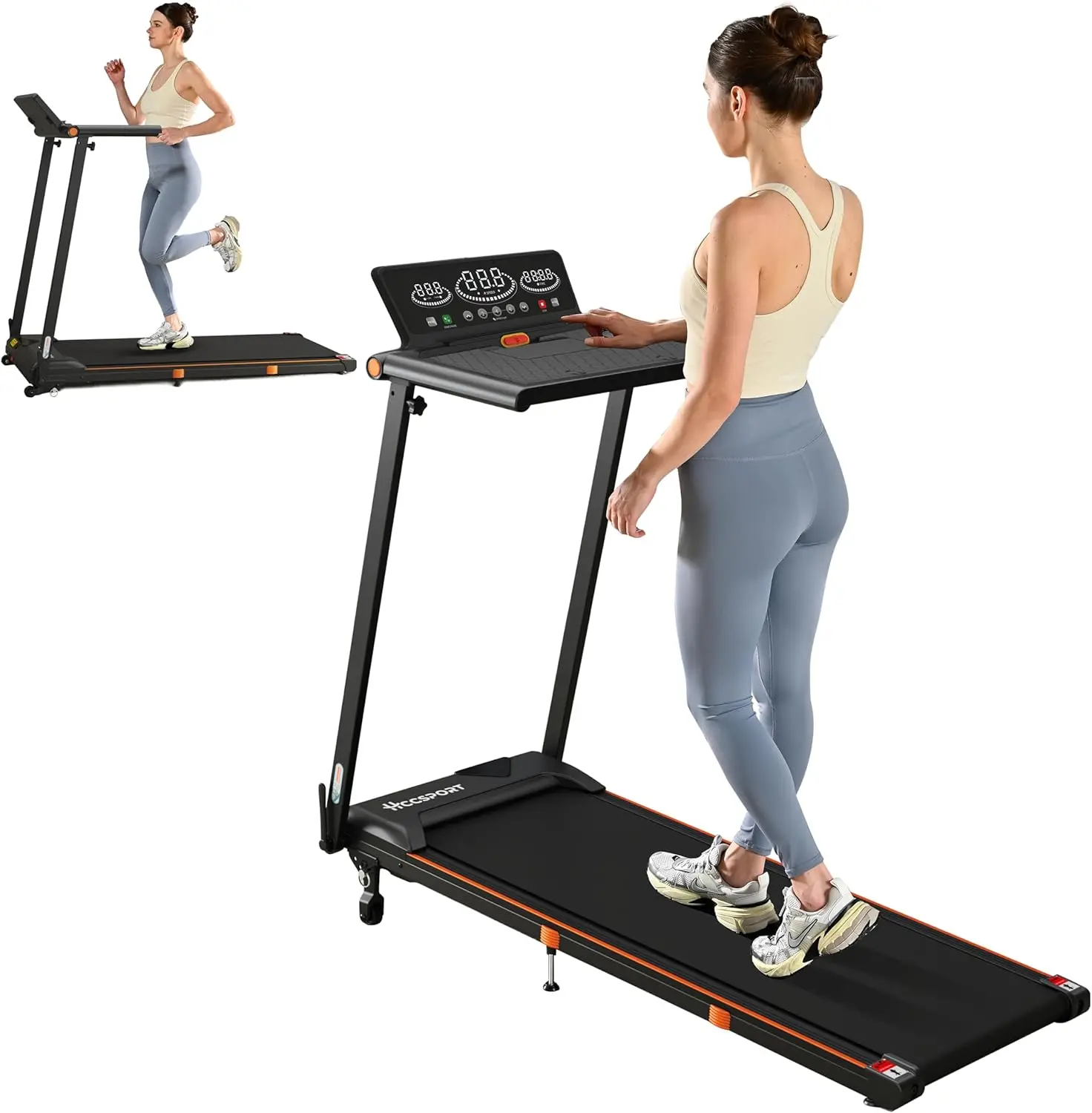 Treadmill with Incline, 3 in 1 Under Desk Treadmill Walking Pad with Removable Desk Workstation 3.5HP Foldable