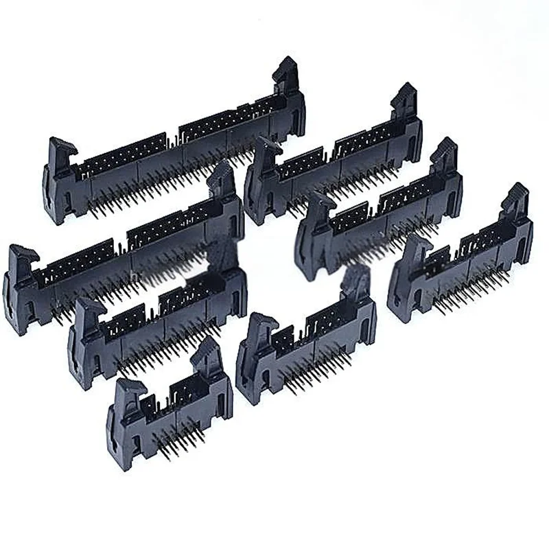 10PCS Gold-Plated DC2 Locking Ejector Header Connector, 2.54mm Pitch, Straight Pin/Right Angle Pin, 10/14/16/20/30/40/50/64 Pin