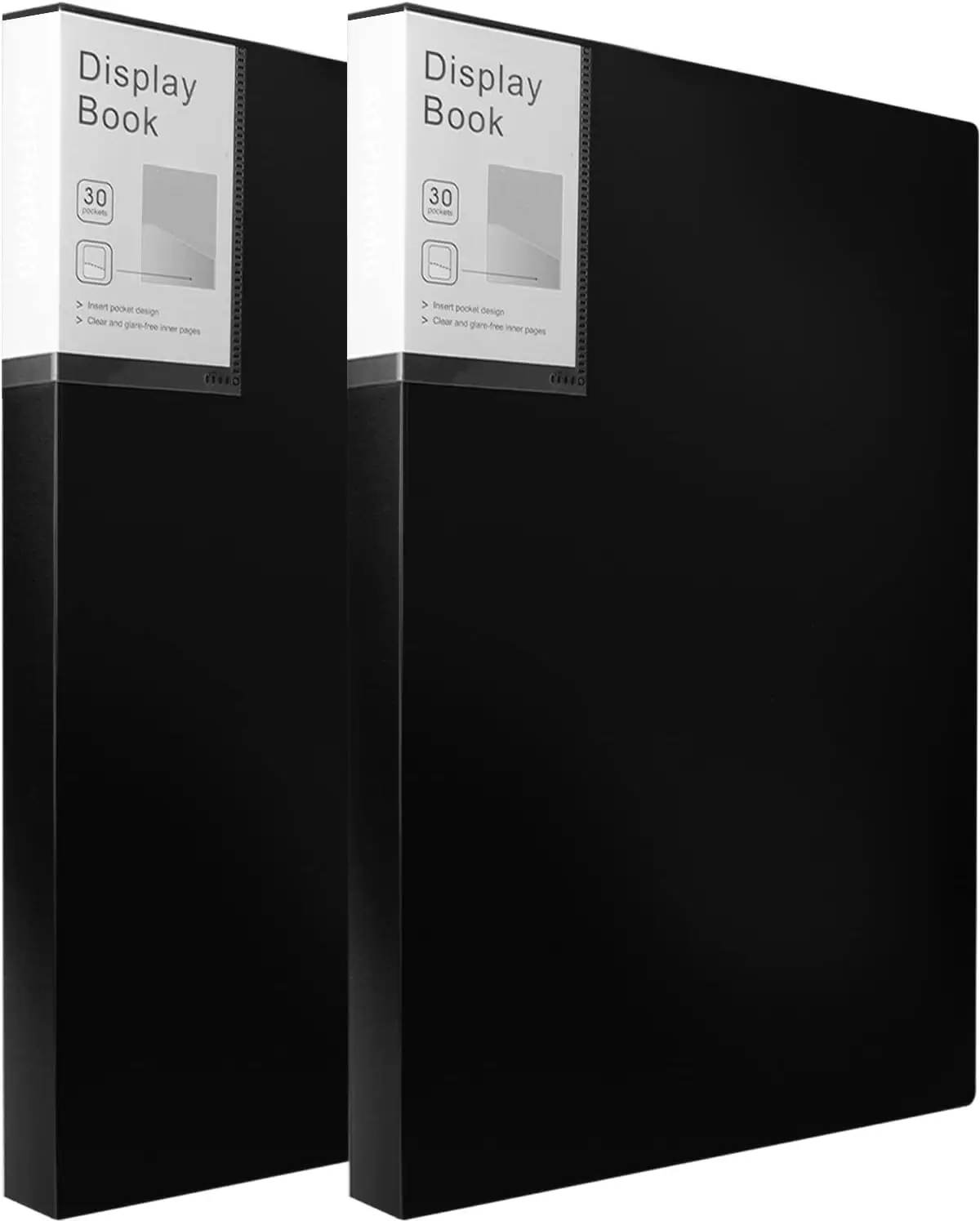 

2-Pack 9x12 Art Portfolio Folder, 30-Pocket 60-Page Capacity Black Demo Book with Protective Sleeves