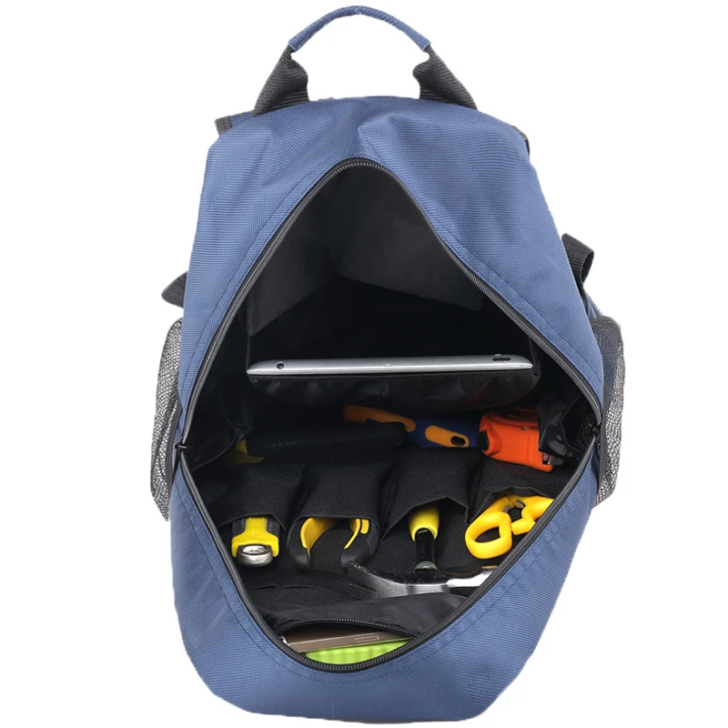 Bolsa de herramientas con doble hombro, Mochila de tela Oxford gruesa para exteriores, impermeable, organizadores de almacenamiento de electricista