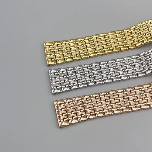 Imagen 2 del producto Accesorios de correa de reloj delgada de acero inoxidable de lujo 12mm 14mm16mm 18mm 20mm 22mm correa de hebilla de mariposa impermeable dorada y plateada L4