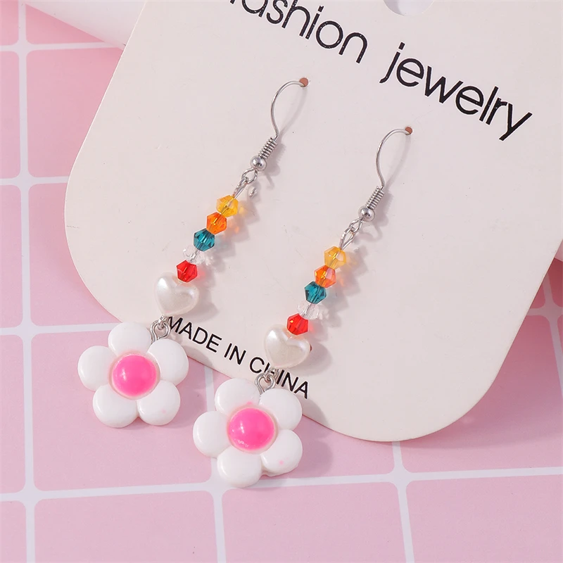 2 Paare/satz Mode Handgemachte Perlen Blume Tropfen Ohrringe für Frauen Mädchen Party Festival Schmuck Geschenke – Detail 3