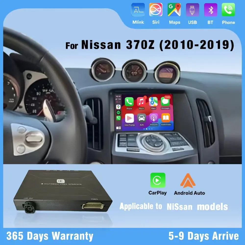 

Wireless CarPlay for Nissan 370Z Support Android Auto Mirror Link Navigation DVD Front Reverse Camera Plug&Play Apple Car play