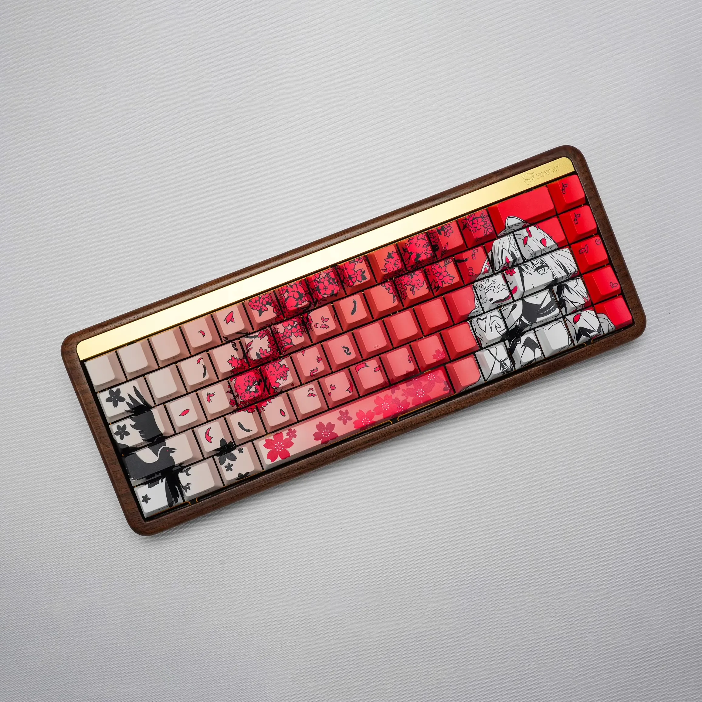 Sakura Raven Keycaps Set PBT 131 Key PBT Cherry Profile Keycaps for Mechanical Keyboard Accessory Customised Keyboard Caps