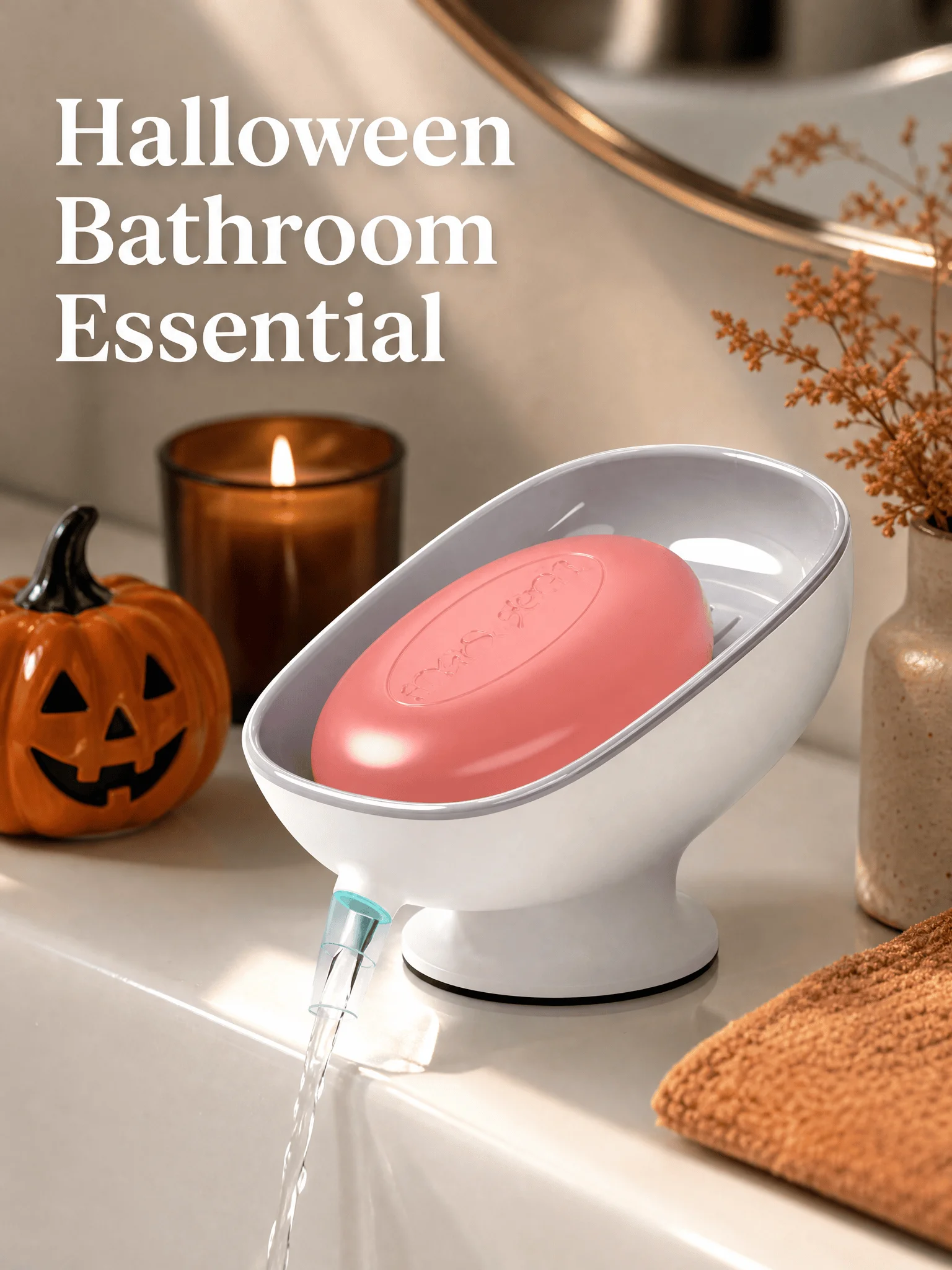 1Pcs White Self Draining Soap Dish 45° Tilt Design Soap Holder Suction Cup Non-Slip Soap Box Quick Drain Water For Bathroom Shower Sink Countertop