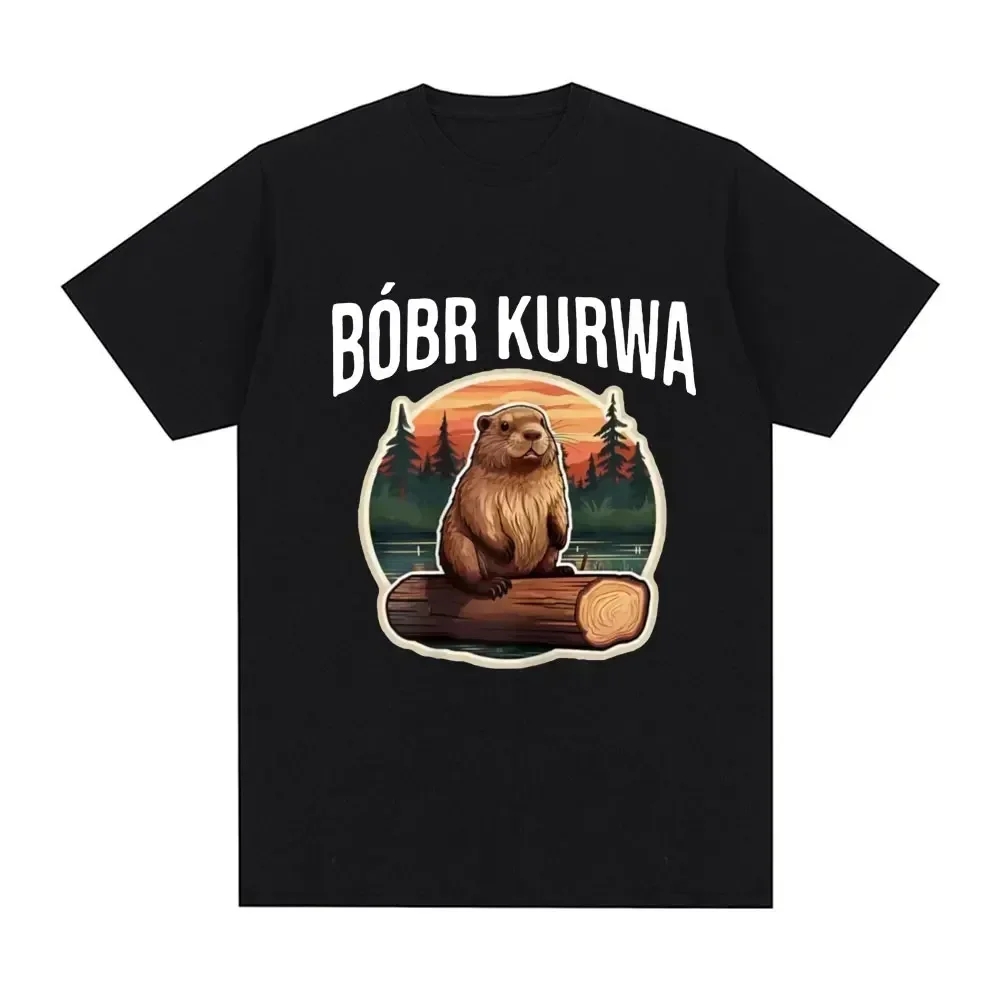 

Футболка Bober Kurwa Bobr с забавным принтом-мемом, модная унисекс-футболка в стиле хип-хоп с коротким рукавом, свободного кроя, комфортная футболка Y2k, топ