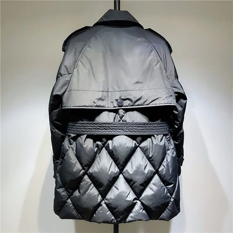 2024 الموضة الأوروبية شتاء جديد المرأة أسفل معطف فضفاض ركاب عادية الأبيض بطة أسفل بولو الرقبة سترة