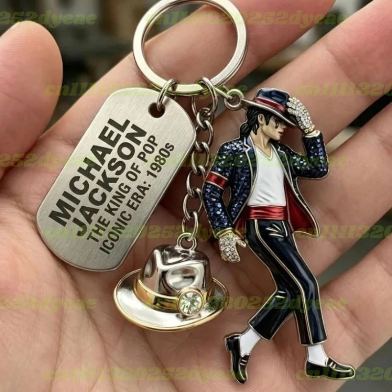 Michael Jackson Keychain, Classic Dance King Pendant Key Ring
