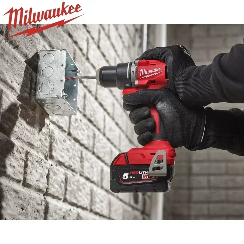 NIEUWE Milwaukee 250N.M Borstelloze Elektrische Klopboormachine LED Verlichting Accuschroevendraaier Oplaadbare 18V Batterij Motor Power Tool