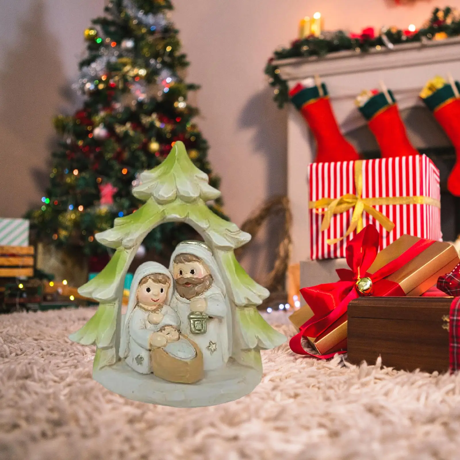 Kleine Weihnachtskrippe, Heilige Familie, Statue, Miniatur-Krippe-Set