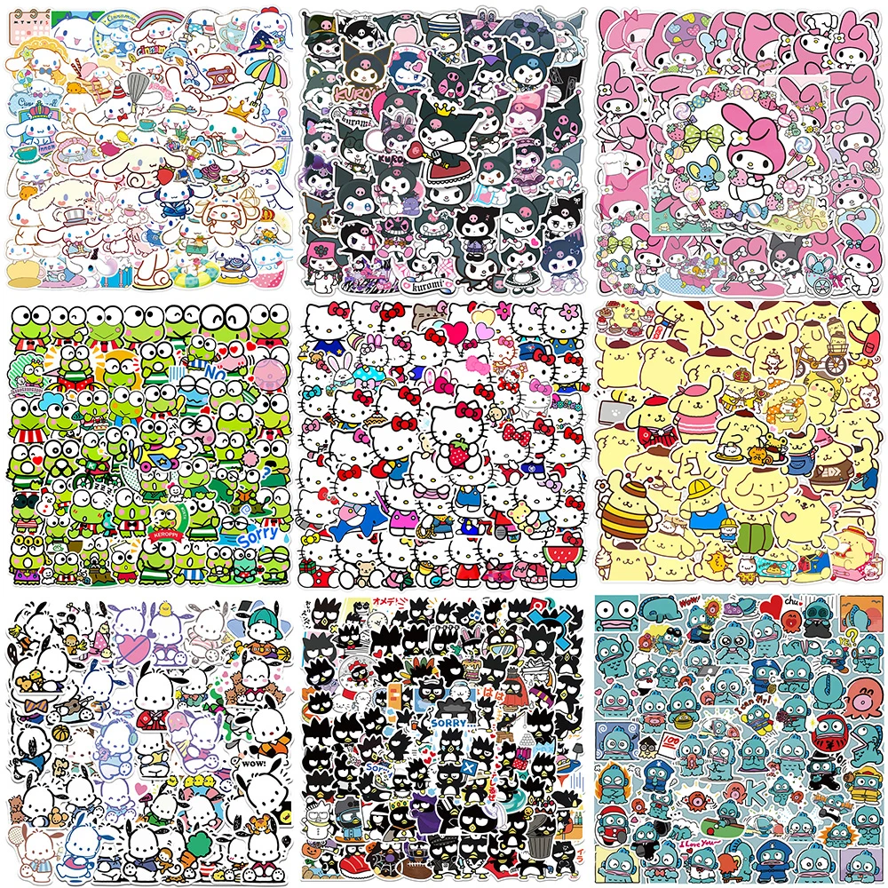 

50/100pcs Kawaii Sanrio Kuromi My Melody Cartoon Stickers Pochacco Pom Pom Purin Anime Sticker Notebook Stationery Laptop Decals