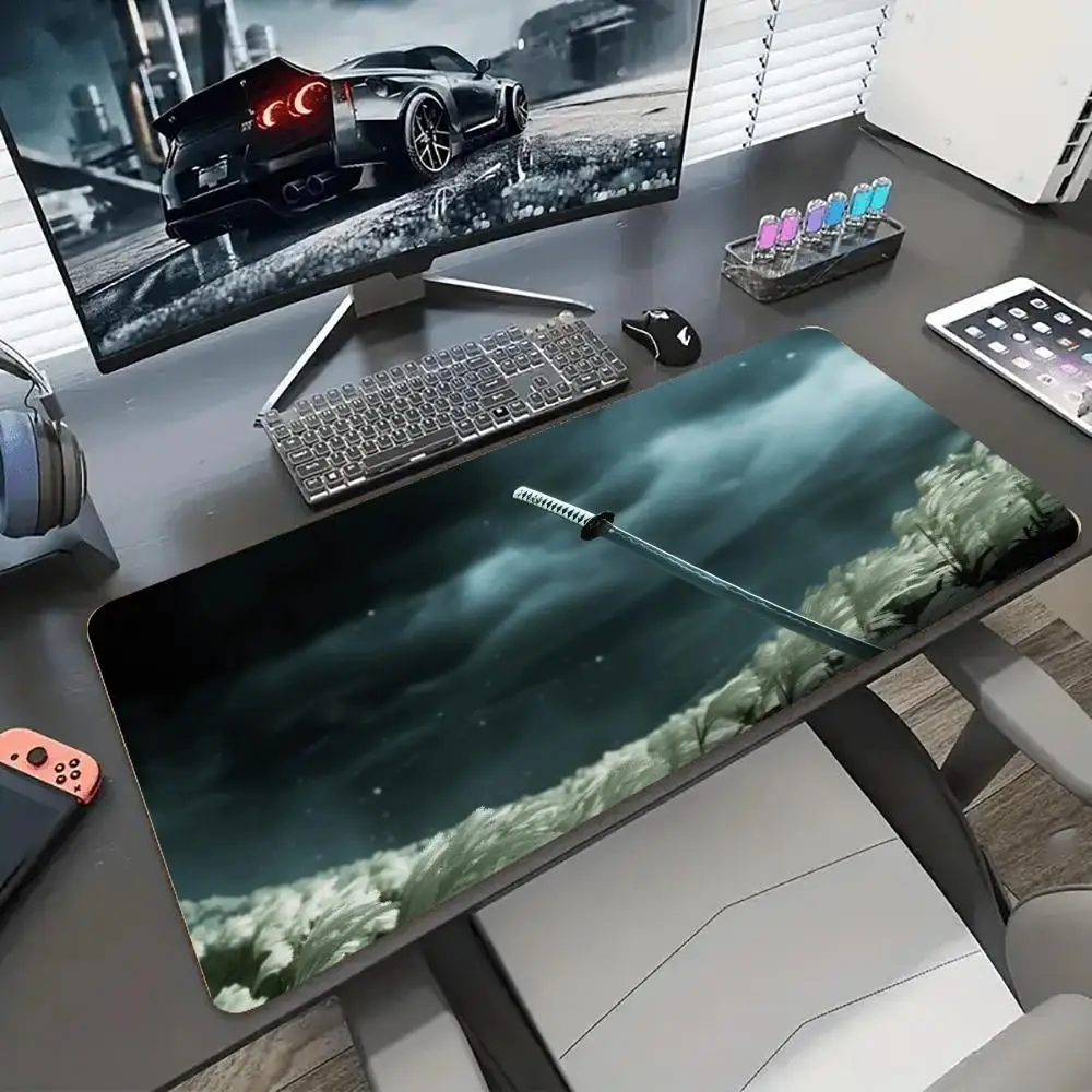 

Blue sky and Samurai sword Mouse Pad Desk Mat gaming mats office mat gamer pc accessories keypad expansion pads rubber anti-slip