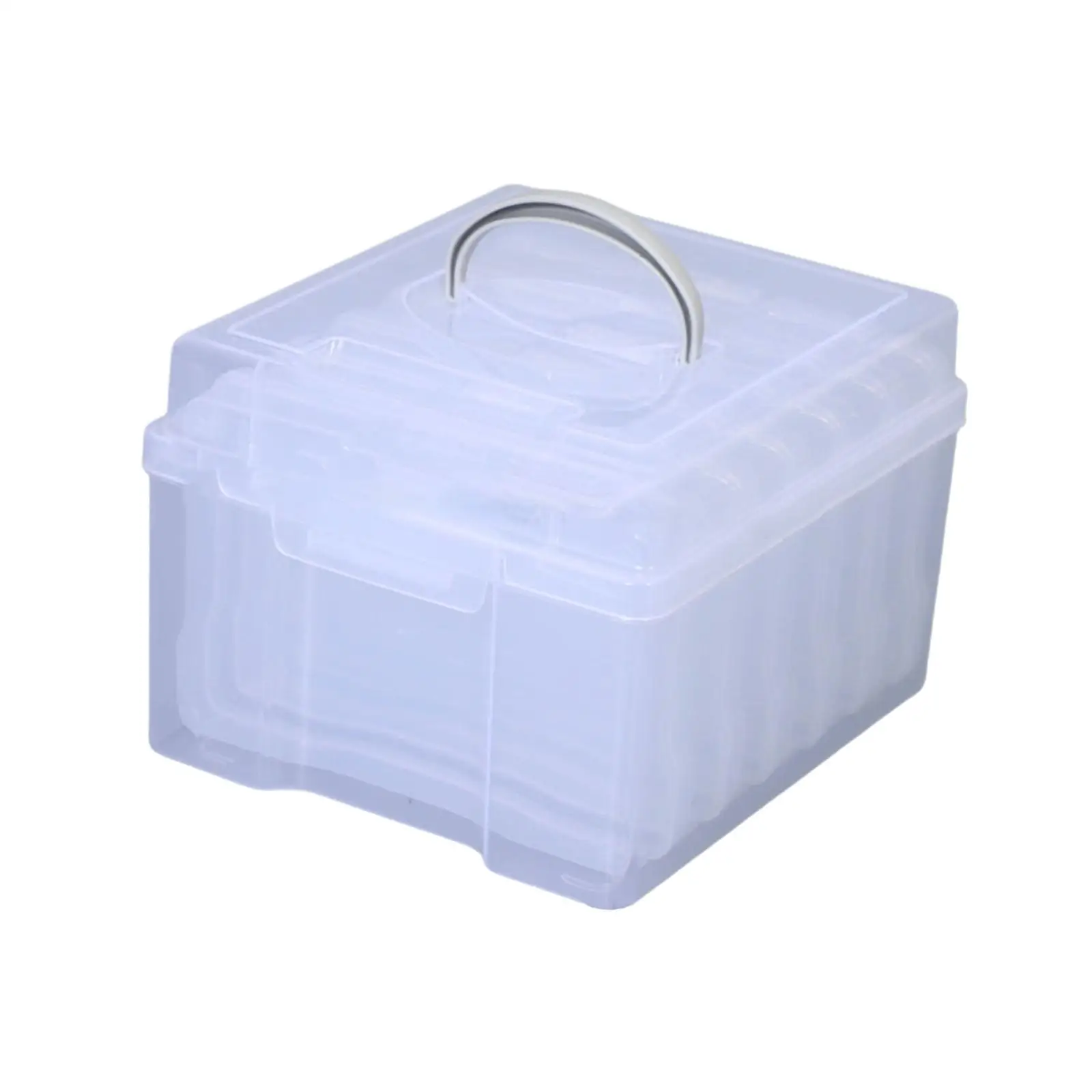 Photo Storage Box Photo Organizer Multiuse Compartment with Handle for Stickers Envelopes Greeting Cards Art Supplies Coupons