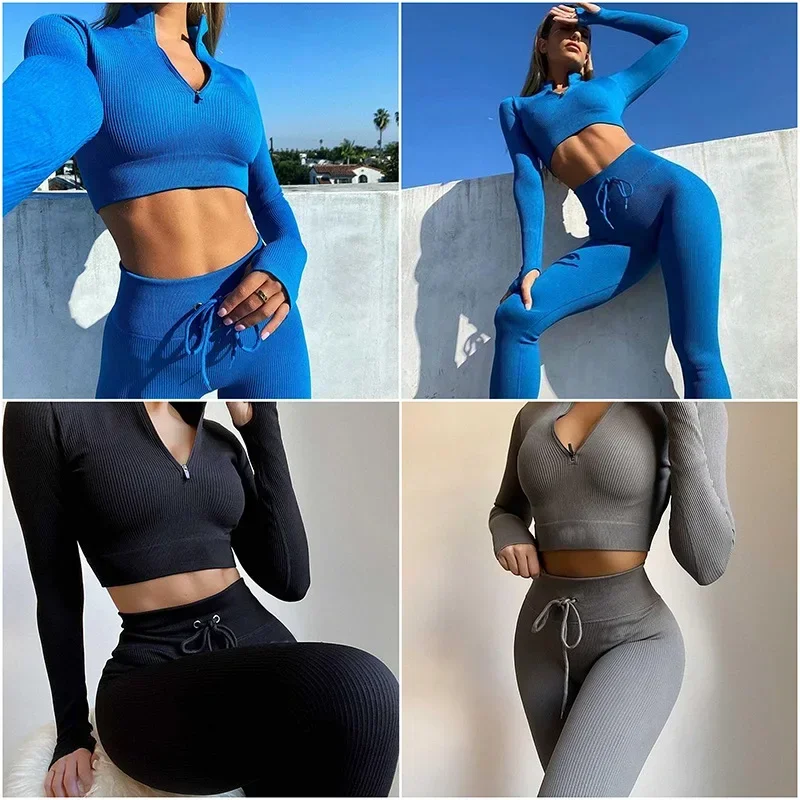 Women's Clothing 2022 Spring And Autumn New Casual Suit, Sexy High-waisted Leggings, Zipper Pullover T-shirt