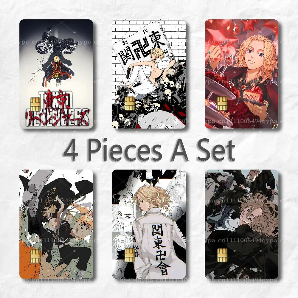 T-Tokyo Revengers Mickey Credit Card Skin Stickers Waterproof with Chip Cutout 4 Pack for Credit Debit Transportation Cards