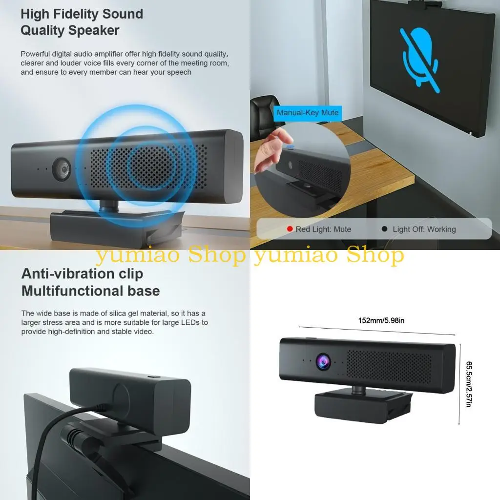 

587B 1080P Динамик для веб-камеры высокой четкости со встроенной кнопкой отключения микрофона и крышкой конфиденциальности Play