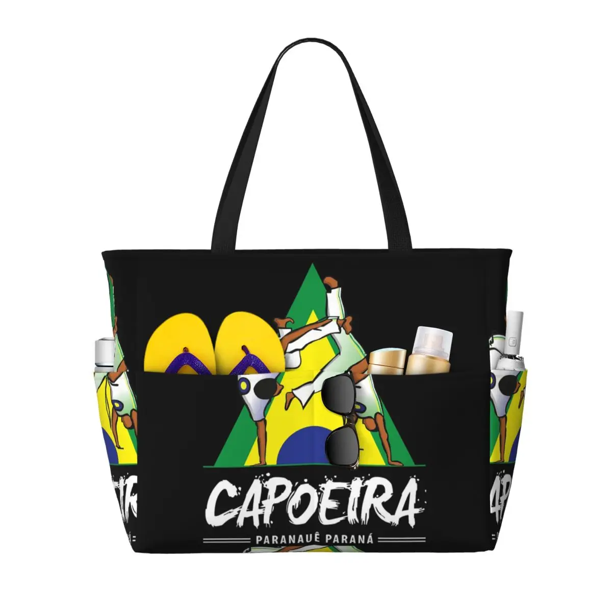 Capoeira Paranaue Bolsa de praia esportiva, bolsa grande para academia, yoga, bolsa de viagem feminina, bolsa fitness
