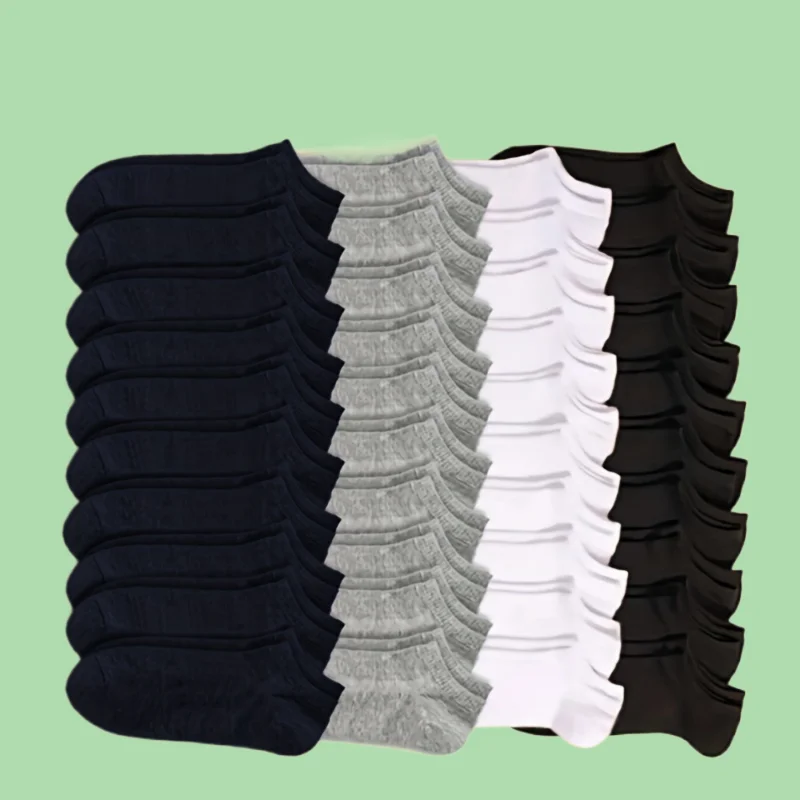 Chaussettes courtes décontractées et légères pour hommes, chaussettes de bateau, coupe basse, couleur grise en vrac, couleur unie, haute qualité, nouvelle mode, 10 paires, 20/40 paires