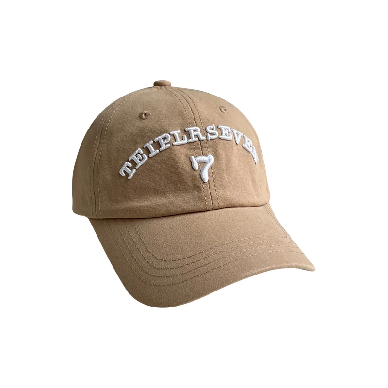 Letter Embroidered Baseball Cap Female Spring and Summer Japanese Style All-Matching Face-Looking Small Wine Red Peaked Cap