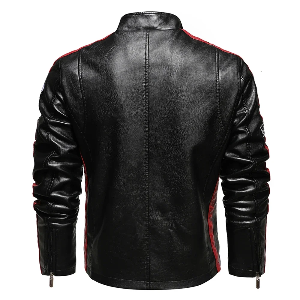 

Mens Vintage Motorcycle Jacket 2024 Men Fashion New Biker Leather Jacket Male Embroidery Bomber Coat Winter Fleece Pu Overcoat