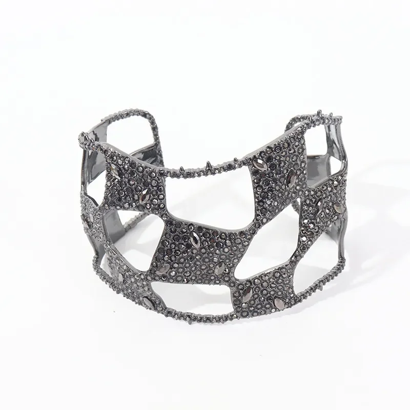 European And American Designers Fashion Chessboard Micro-Encrusted Zircon Hollow Bracelet Simple Trendy Jewelry