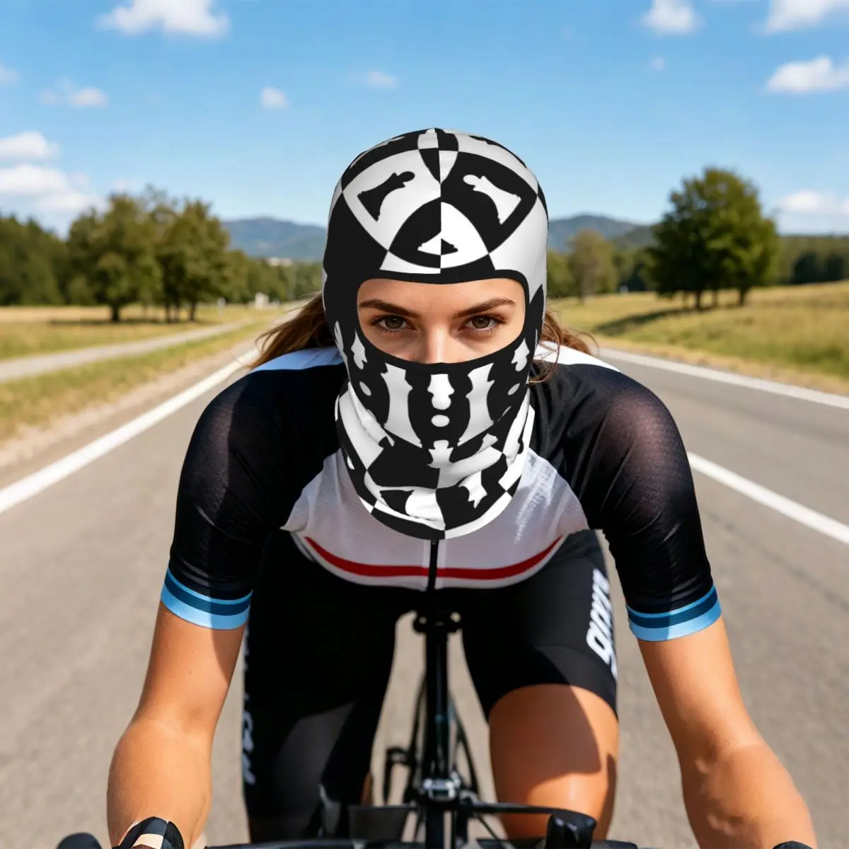 Chess Pieces On Board Chessboard Breathable Thin Balaclava Full Face Mask Sun Protection Neck Gaiter For Motorcycle Cycling