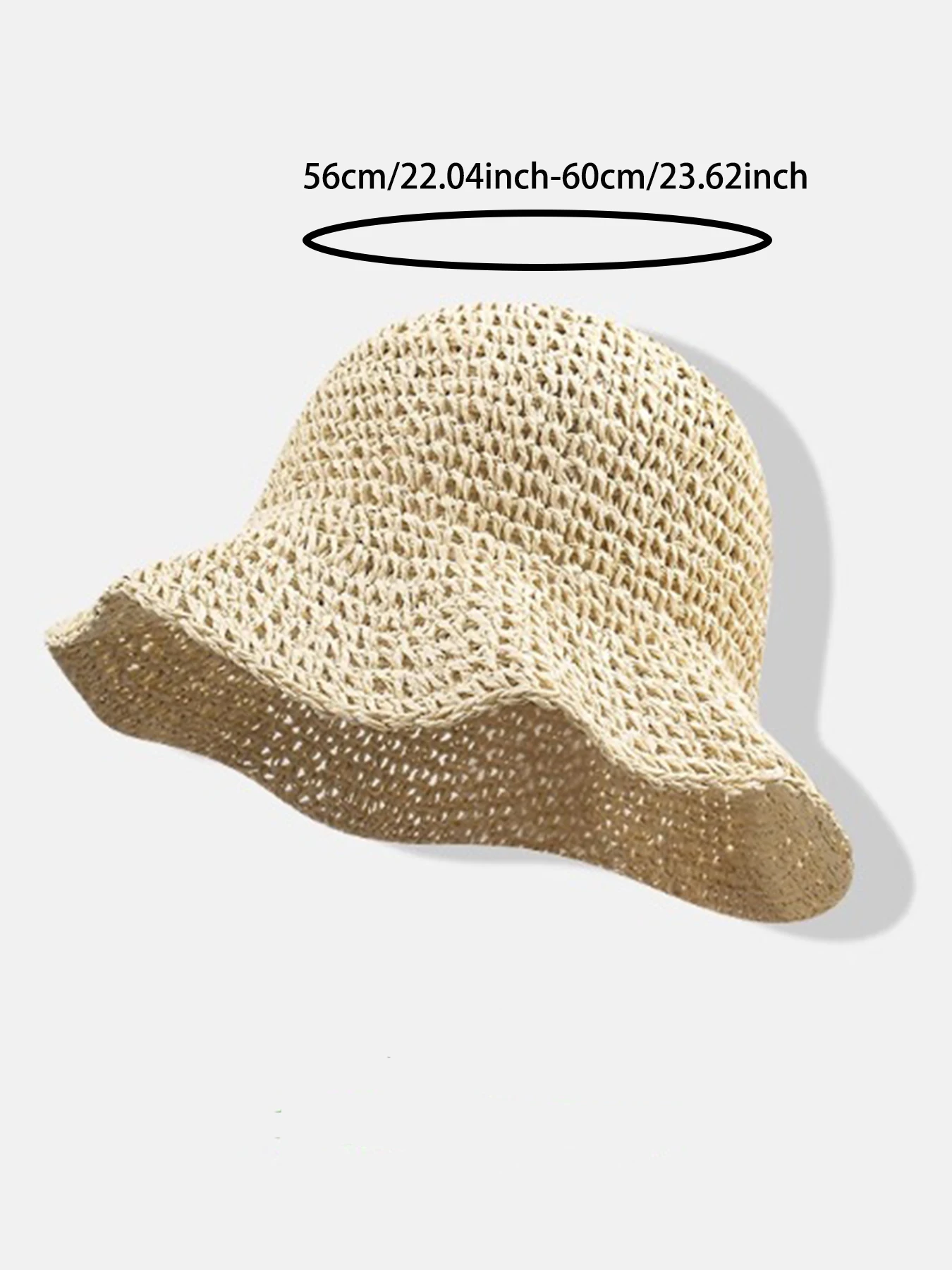 Einfarbiger Strohhut für Damen, lässige Outdoor-Sonnenschutzkappe für Damen und Mädchen, modisches Accessoire für den täglichen Gebrauch, atmungsaktiv – Detail 2