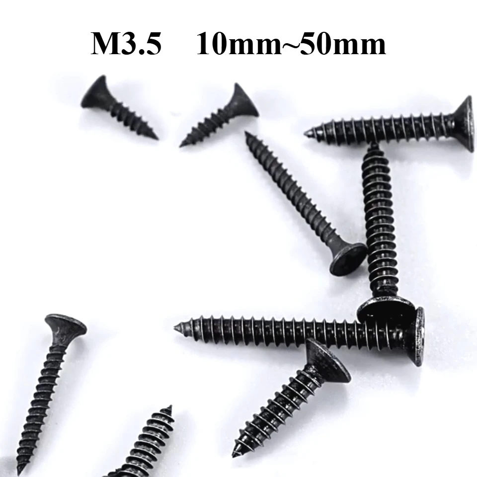 

Black cross flat head self-tapping screws countersunk head small screws M3.5 10mm 16mm 20mm 25mm 30mm 35mm 40mm 45mm 50mm